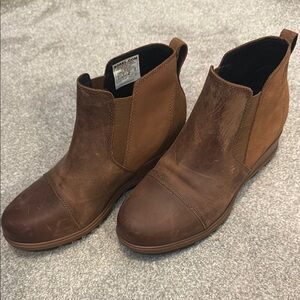 Sorel Chestnut Leather Ankle Boots